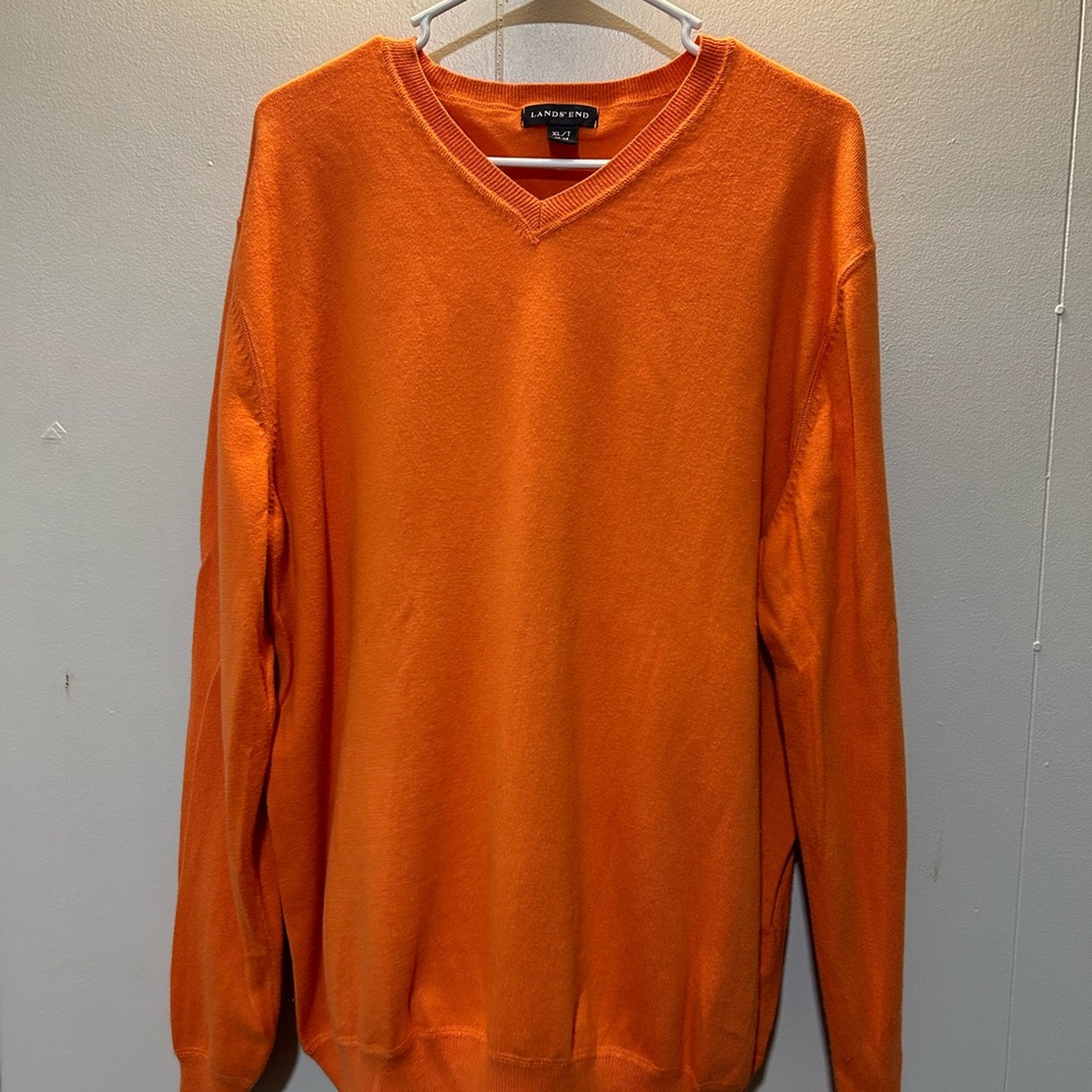 Lands End Men’s Sweater Orange Size XL